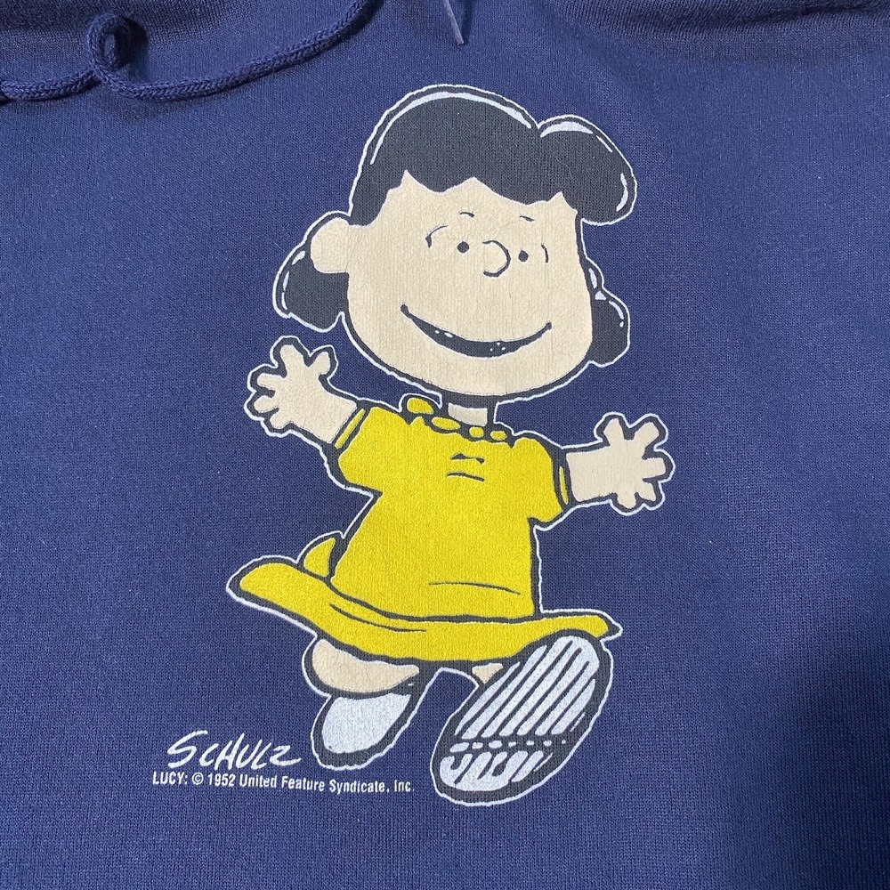 Vintage 90s Peanuts Lucy Double Sided Hoodie Charles Schulz Size Men's Medium - Picture 2 of 7